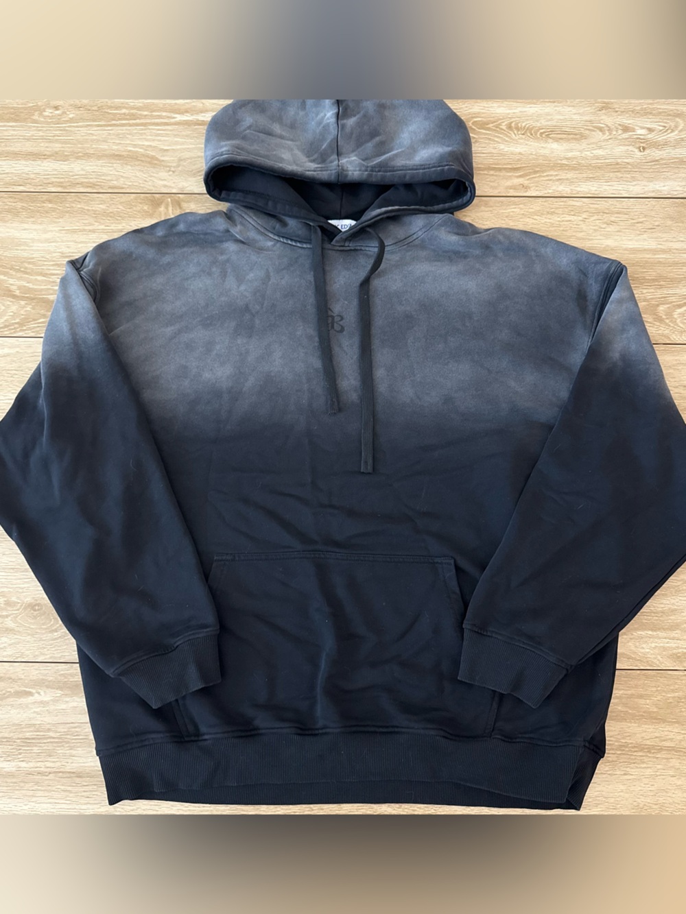 Men's Aelfric Eden Acid Wash Gradient Gray/Black Pullover Hoodie Size XL